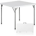 Portable Plastic Folding Table, Indoor Outdoor Heavy Duty FoldinHalf