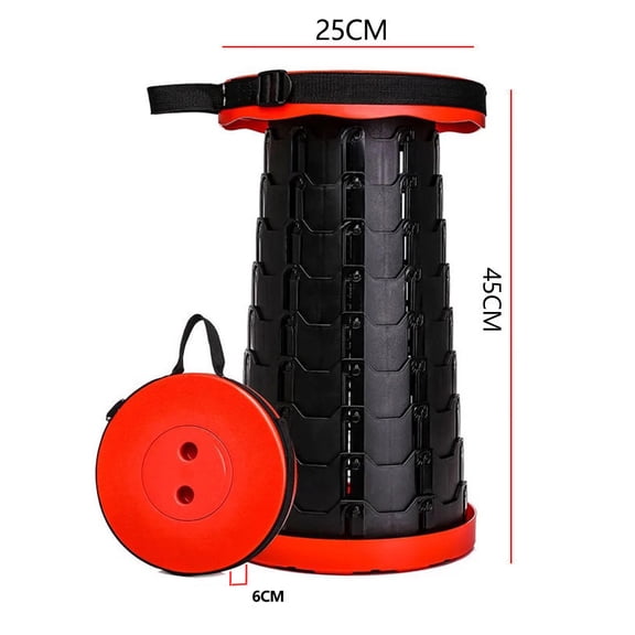 Portable Plastic Folding Telescopic Chair, Lightweight Adjustable Stool for Fishing Beach Camping, Compact Outdoor Foldable Seat