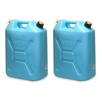 Portable Plastic Military Style Food Grade 5 Gal Water Jug Container with Reversible Spout for Camping & Emergency Storage, Blue