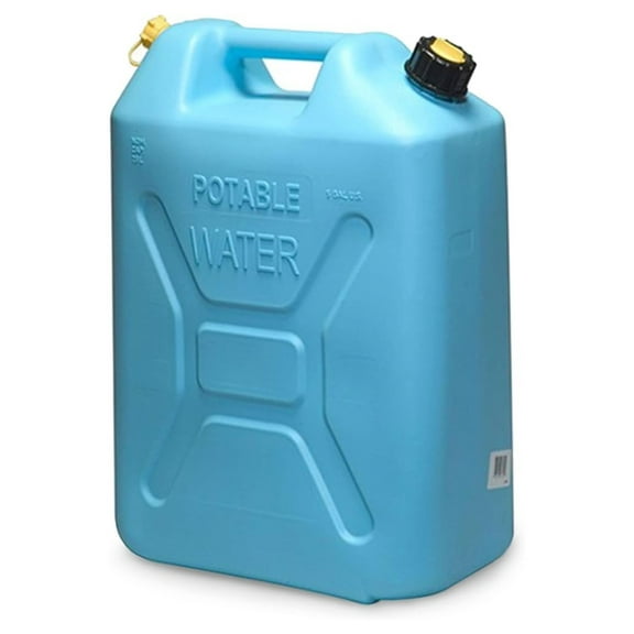 Portable Plastic Military Style Food Grade 5 Gal Water Jug Container with Reversible Spout for Camping & Emergency Storage, Blue