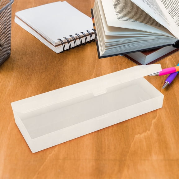 Portable Plastic Pencil Case,Versatile Pencil Boxes,Frosted Pen Box Pen Holder,Pen Storage Box,Stationery Case with Hinged Lid and Snap Closure for Pencils,Pens,Drill Bits,Office Supplies