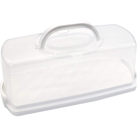 Portable Plastic Rectangular Loaf Bread Box with Transparent Lid, Bread Keeper for Carrying and Storing Loaf Cakes,Banana Bread,Pumpkin Bread,Quick Breads (White)