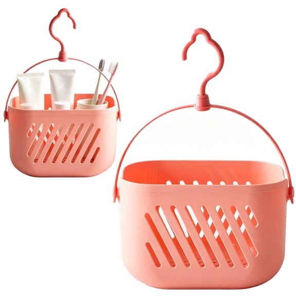 Portable Plastic Shower Caddy, Hanging Shower Caddy with Hook, Space-Saving Organizer Storage Tote with Handles, Toiletry Storage Bin for Shampoo, Loofahs, Towels, Pantry Items​, 8.27X5.11X9.05"