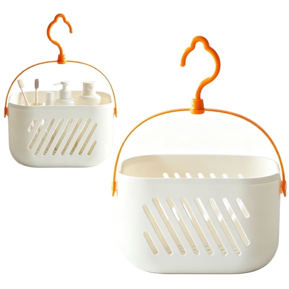 Portable Plastic Shower Caddy, Hanging Shower Caddy with Hook, Space-Saving Organizer Storage Tote with Handles, Toiletry Storage Bin for Shampoo, Loofahs, Towels, Pantry Items​, 8.27X5.11X9.05"