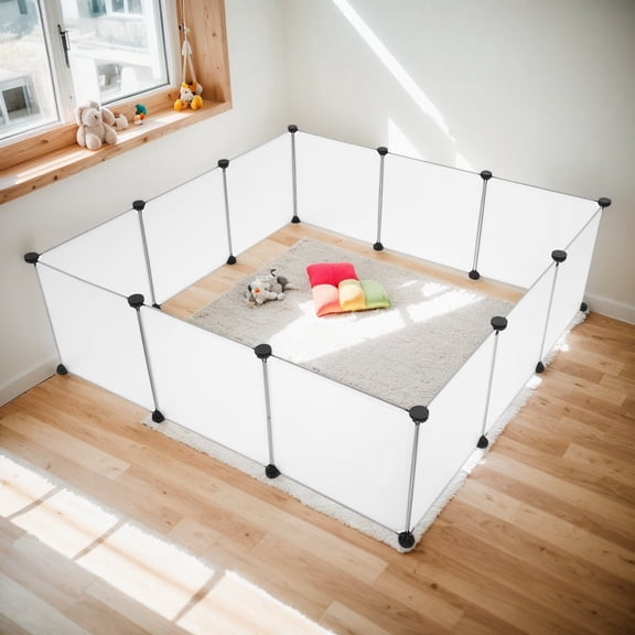 Portable Plastic Small Animal Playpen, Indoor Yard Fence Pet Cage for Puppies & Small Pets