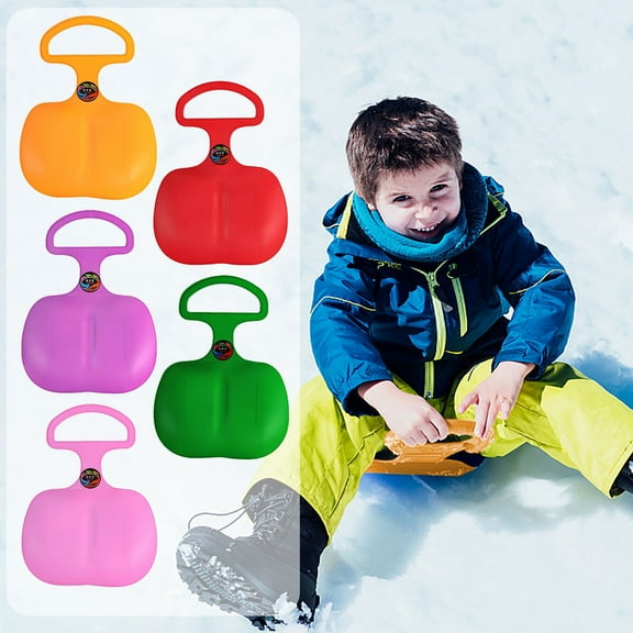 Portable Plastic Snow Sled Board for Winter Skiing | High-Speed Slide | Large Handle | ABS Material | Non-Slip Seat | Grass Sand Ice Compatible | 1 Pack | 19.29"x14.57"