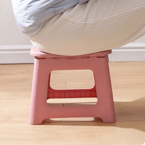 Portable Plastic Space Saving Small Stool Folding Stool For Home Office Outdoor Camping Hiking Fishing Lightweight Hanlde Design 1Pc