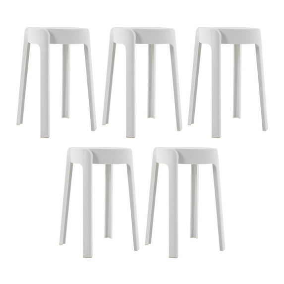 Portable Plastic Stackable Stools,18" Nesting Stackable Stool White Plastic Stools Backless Bar Stool,Multipurpose Flexible Seating for Classroom,School,Home (White, 5PCS)
