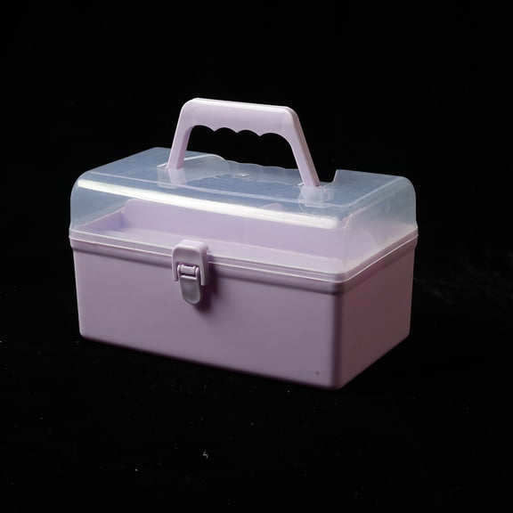 Portable Plastic Storage Box with Transparent Lid and Handle, Multipurpose Organizer Case
