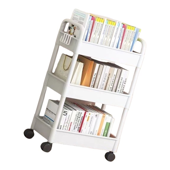 Portable Plastic Storage Cart 3 Shelves Movable Organizers For Small Spaces