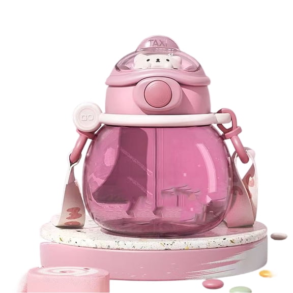 Portable Plastic Water Jug with Straw, Large Capacity Cute Reusable Cup for Gift Ideas, Outdoor Summer Hydration, BPA-Free, Style A