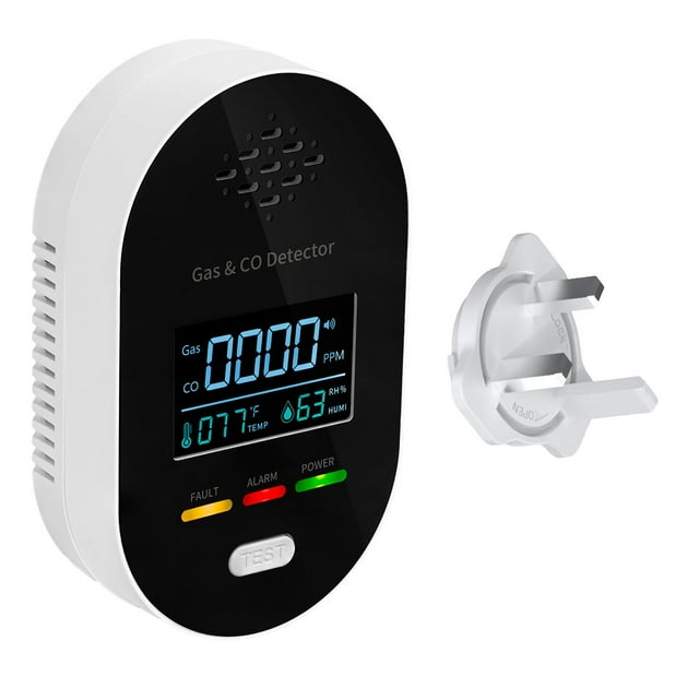 Portable Plug, Portable Travel Portable Co Plug Sensor Built-in with Temperature Humidity Display for Home, Hotel, Car, Traveling Easy to Use 1 PCS