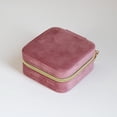 thumbnail image 1 of Portable Plush Velvet Jewelry Box for Travel Ring Box Earrings Necklace Storage Display Zipper Jewelry Organizer Box Jeweler B-Pink as shown, 1 of 6