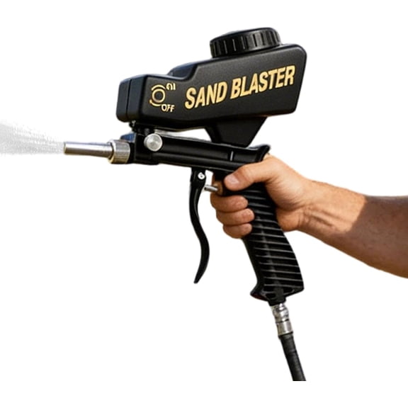Portable Pneumatic Sandblaster, Handheld Air Sand Blasting Tool with Adjustable Valve for Automotive Rust Paint Removal, 90-120 PSI (k)