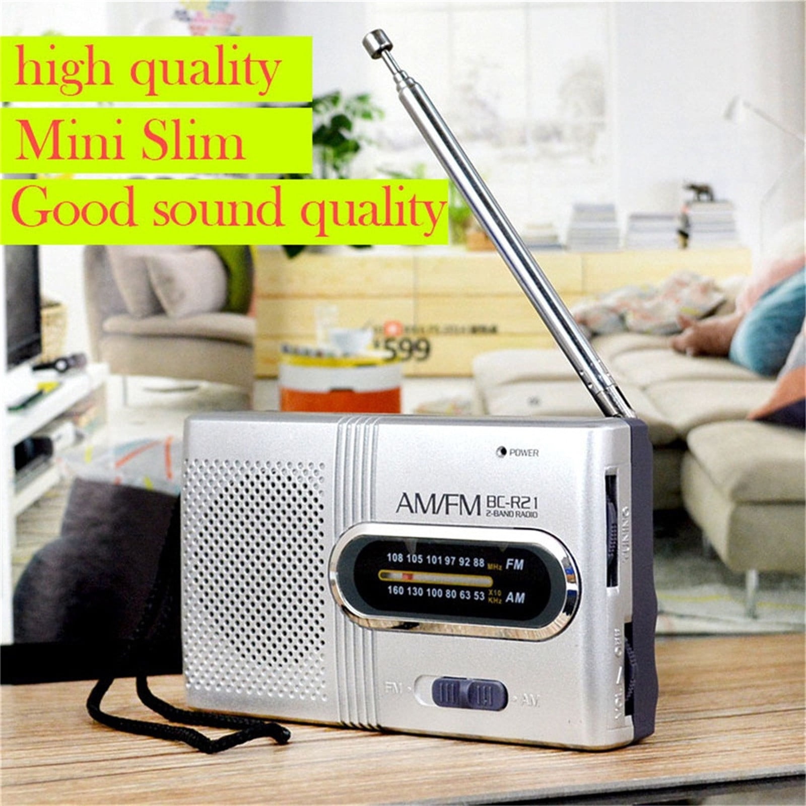 Portable Pocket AM/FM Radio with Telescopic Antenna, Battery Powered ...