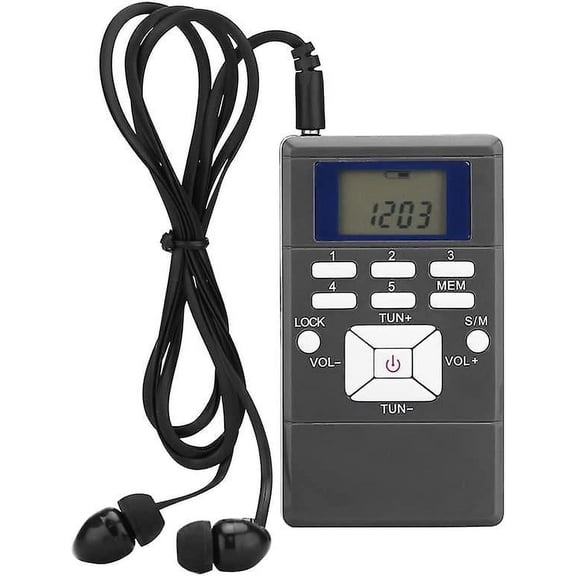 Portable Pocket AM/FM Radio with LCD Display & Headphones | Digital Tuning | 29 Station Memory