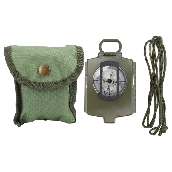 Portable Pocket Compass,  Survival Compass Aluminium Alloy With Lanyard And Pouch Lanyard And Pouch For Hiking Camping Army Green