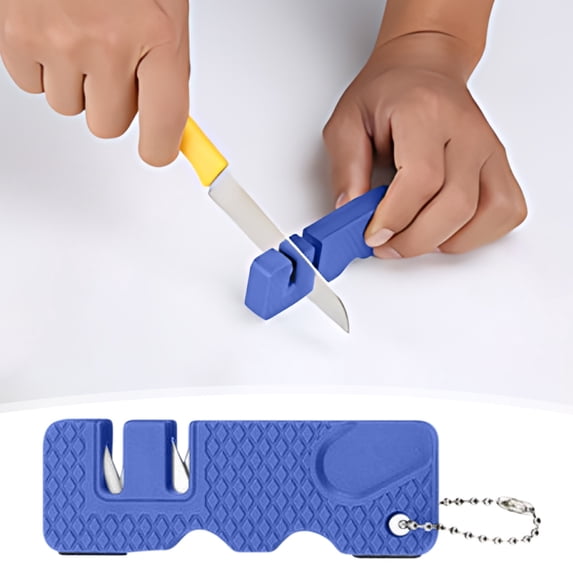 Portable Pocket Knife Sharpener with Keychain, 2-in-1 Mini Tool for Knives, Scissors & Fishing Hooks, Compact Outdoor & Kitchen Sharpening Stone