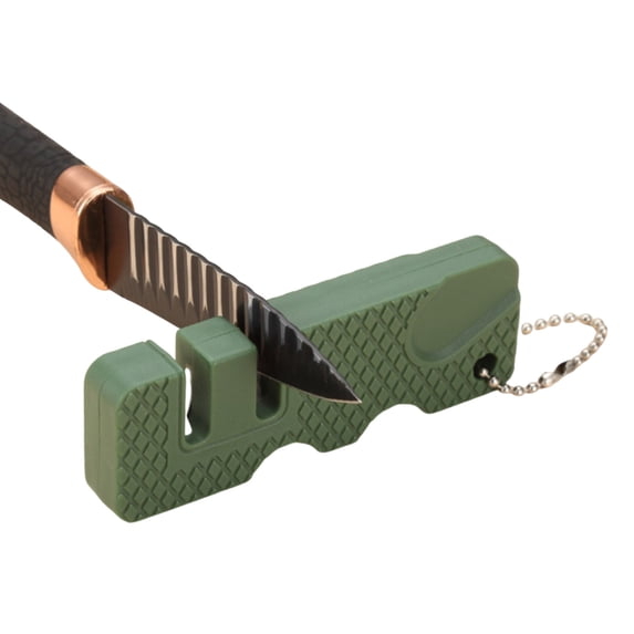 Portable Pocket Knife Sharpener with Keychain, 2-in-1 Mini Tool for Knives, Scissors & Fishing Hooks, Compact Outdoor & Kitchen Sharpening Stone