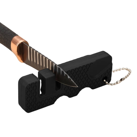 Portable Pocket Knife Sharpener with Keychain, 2-in-1 Mini Tool for Knives, Scissors & Fishing Hooks, Compact Outdoor & Kitchen Sharpening Stone
