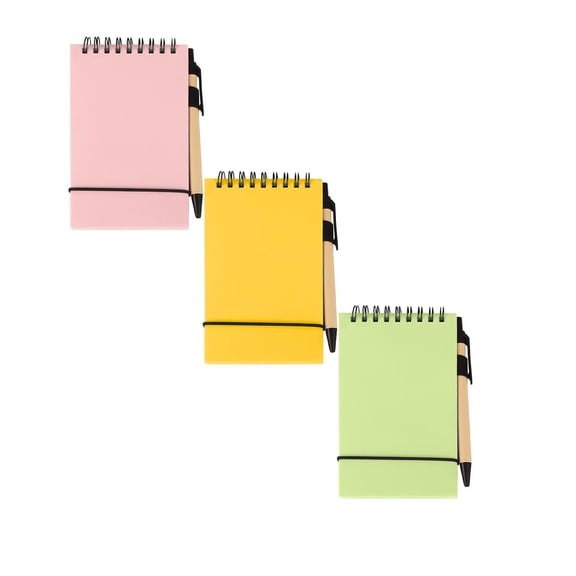 Portable Pocket Notepad With Tearable Blank Pages And Pen For Daily Notes And Travel - 3-Pack Style D