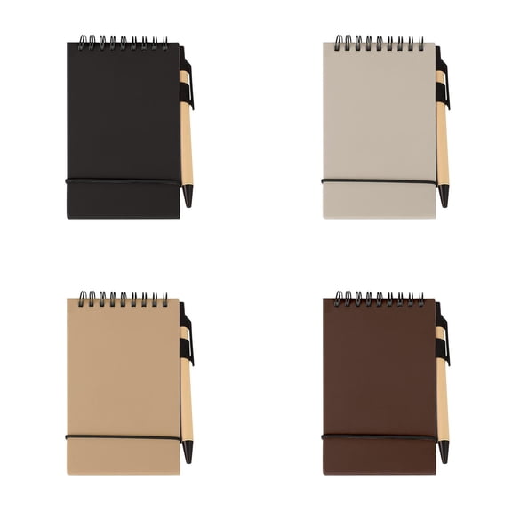 Portable Pocket Notepad With Tearable Blank Pages And Pen For Daily Notes And Travel - 4-Pack Black