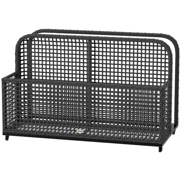 Portable Pool Float Storage Cart with Wheels, 43.25" L x 22.5" W x 28" H, Dark Gray Pool Toy Organizer