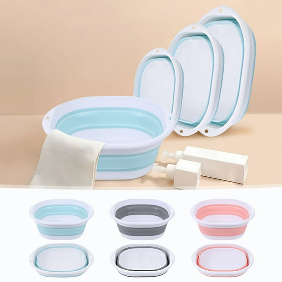 Portable Pool Foot Bath Basin Plastic Folding Soaking Tub 36.5x33.5cm Car Wash Bucket Travel Camping Pool Entry Ladder Compact Multi Use Easy Storage