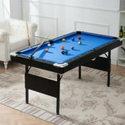 Portable Pool Table Kit with Billiard Balls, Triangle Rack and Chalk Brush, Steel Billiard Table Indoor Game Table