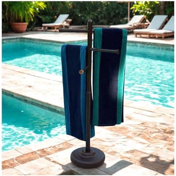 Portable Pool Towel Rack Rustproof PVC Bars Portable Outdoor Towel Drying Rack in Bronze Ideal Outdoor Drying Stand for Pool Towels, Beach Towels & Wet Swimwear$$Home Decor, Kitchen, & Other