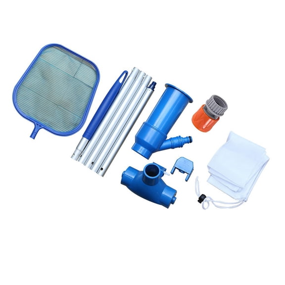 Portable Pool Vacuum Cleaner Kit, Handheld Swimming Pool Jet Vacuum with Bottom Scrub Broom Brush, Manual Suction Sweeper Maintenance Set for Steps Corners Cleans, 1PC