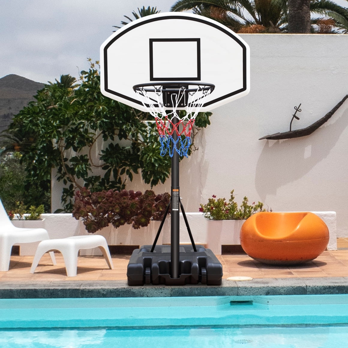 Portable Poolside Basketball Hoop for Indoor and Outdoor, 3.1 FT to 4.7