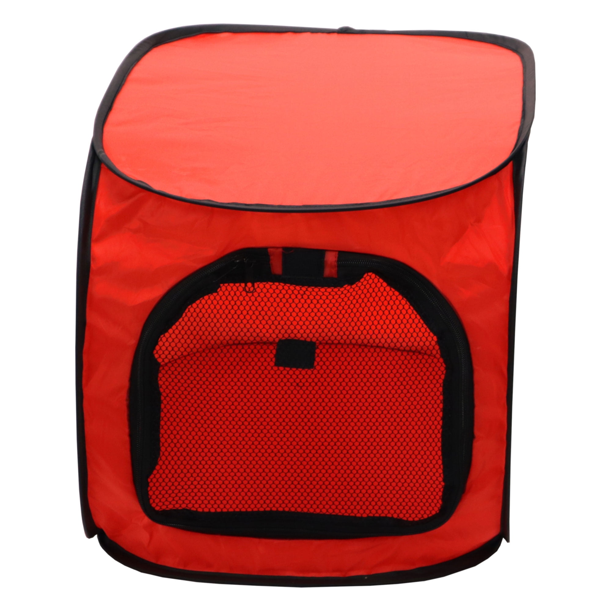 Medium Red Portable Pop Up Dog Crate with Mesh Panels