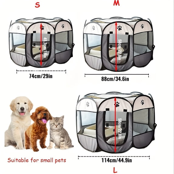 Portable Pop Up Pet Playpen for Dogs Cats Rabbits, Indoor Outdoor Foldable Tent Crate Kennel with Carrying Case & Removable Zipper Top
