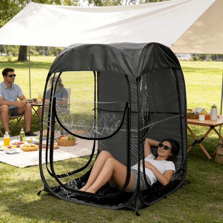 LuckyNote Pop Up Tent Instant Setup Shelter, Waterproof Windproof Portable Outdoor Event Tent for Camping Fishing Sports, Black