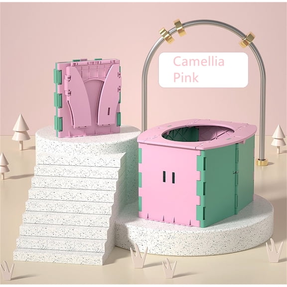Portable Potty for Kids,Toddlers Foldable Travel Potty Training Seat,Outdoor Travel Folding Toilet Seat Emergency Toilet for Car Camping Park(Camellia Pink)