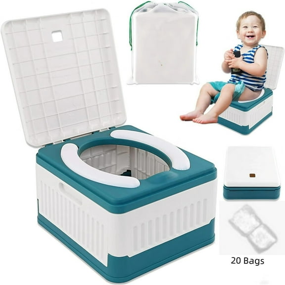Portable Potty for Toddler Travel,Foldable Travel Potty Training Toilet Seat for Kids Boys Girls with 20 Disposable Bags