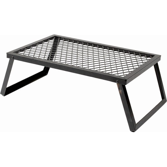 Portable Powder Coated Steel Campfire Grill Stand, Adjustable Open Fire Cooking Grate Rack for Outdoor Camping, Backyard Bonfire, Picnic, RV and Garden BBQ