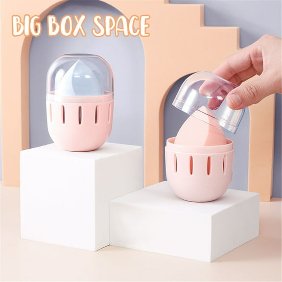 Portable Powder Puff Storage Box, Breathable Ventilated Makeup Sponge Holder with Transparent Cover, ABS Cosmetic Organizer Case for Beauty Blenders, Compact Drying Rack