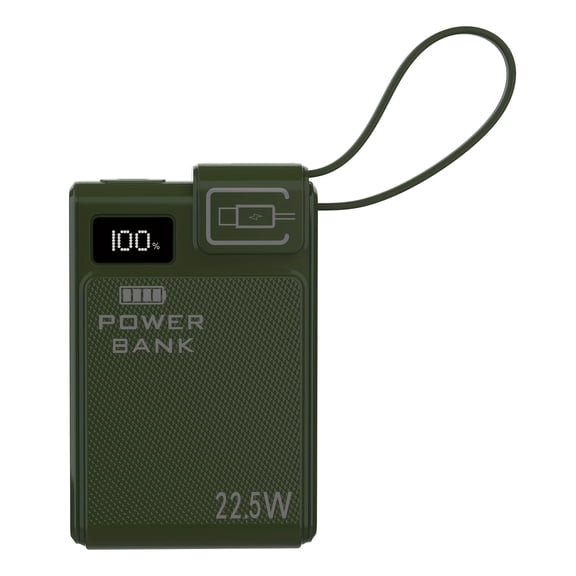 Portable Power Bank 10000mAh with Built-in Type-C Cable, 22.5W PD Fast Charging for iPhone & Samsung Phones, Essential for School
