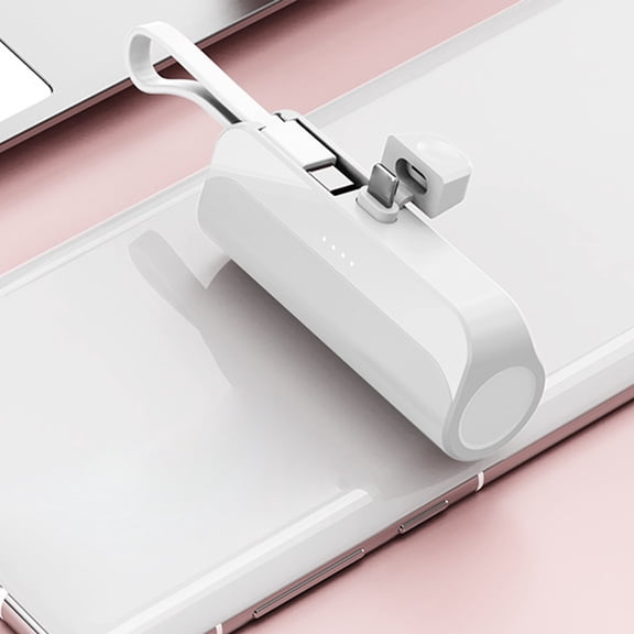 Portable Power Bank 5000mAh under $5! Yrmaups Portable Power Bank, 5000mAh Compact Lipstick Power Bank with Built in Cables, Fast Charging Battery Pack for Phone, Mini Emergency Charger