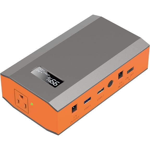Portable Power Bank with AC Outlet, 65W 110V Laptop Charger Battery 23400mAh External Pack Backup Source for Outdoor Tent Camping RV Home Office Smart Devices-Orange