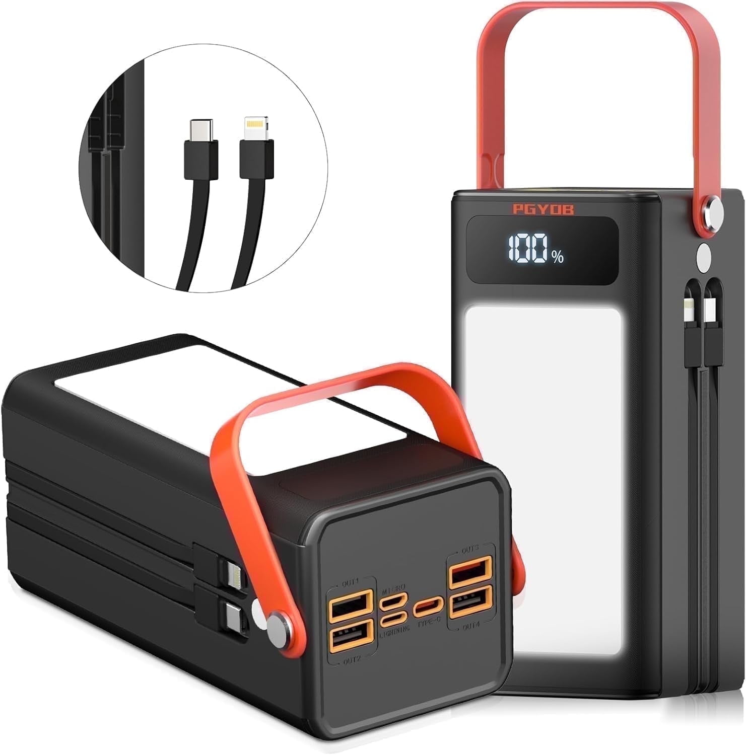 PGYOB Portable Charger Power Bank 27000mAh , 120W Super Fast Charging with SOS Light&LED Display , Battery Backup for Laptop/IPhone/Android, for Camping ,Home Backup ,RV Trips ,Emergency Power