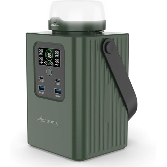 Portable Power Bank Station (93000mAh), 300Wh Power Station, 95W Outdoor Generator with Detachable LED Lights. 100W Fast Charging and LifePO4 Battery for Camping, Traveling and Emergencies.