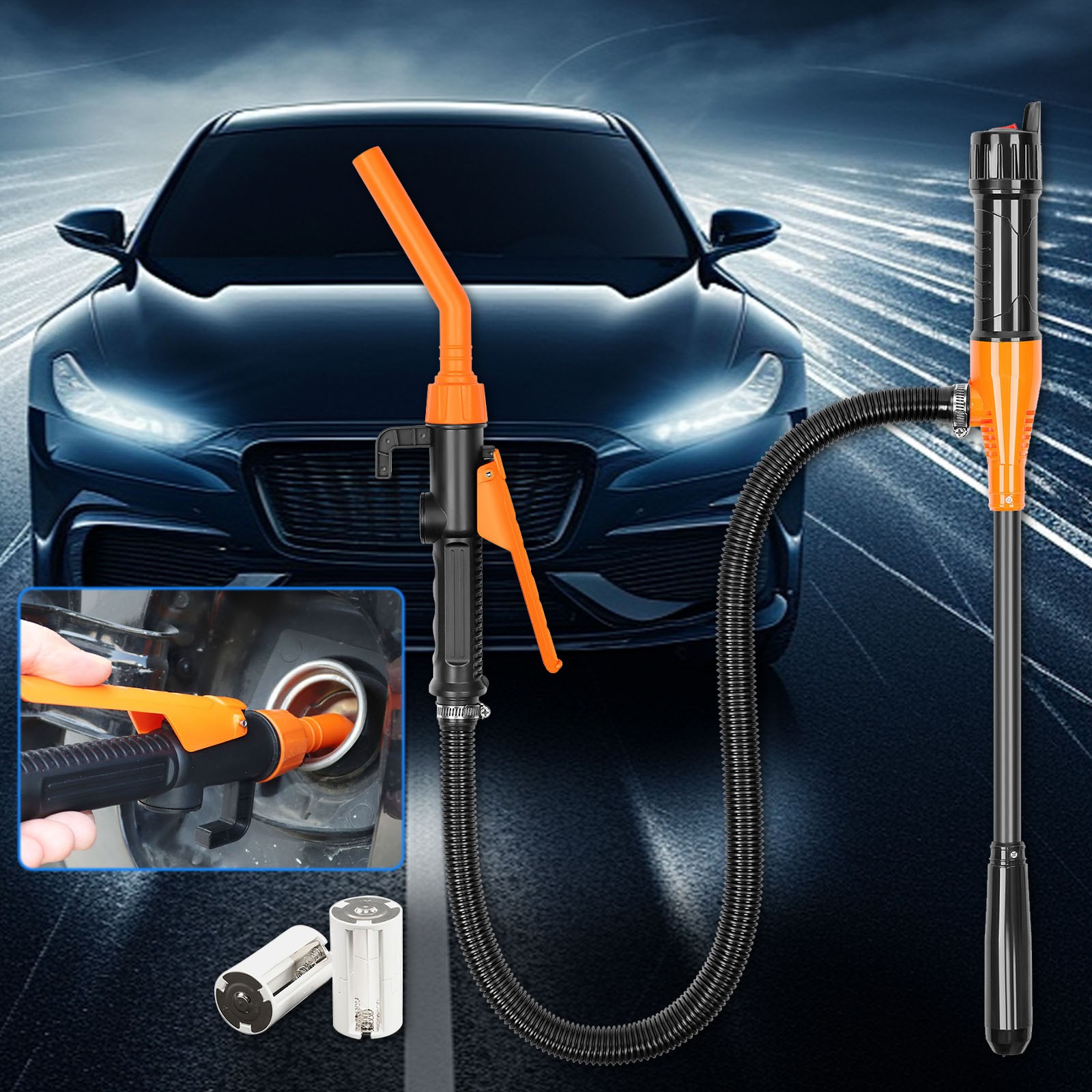 Portable Power Battery Pump - 2.5gpm Water Pump Battery, Battery Operate Liquid Transfer, Ideal for Gasoline, 16 inch Suction Tube