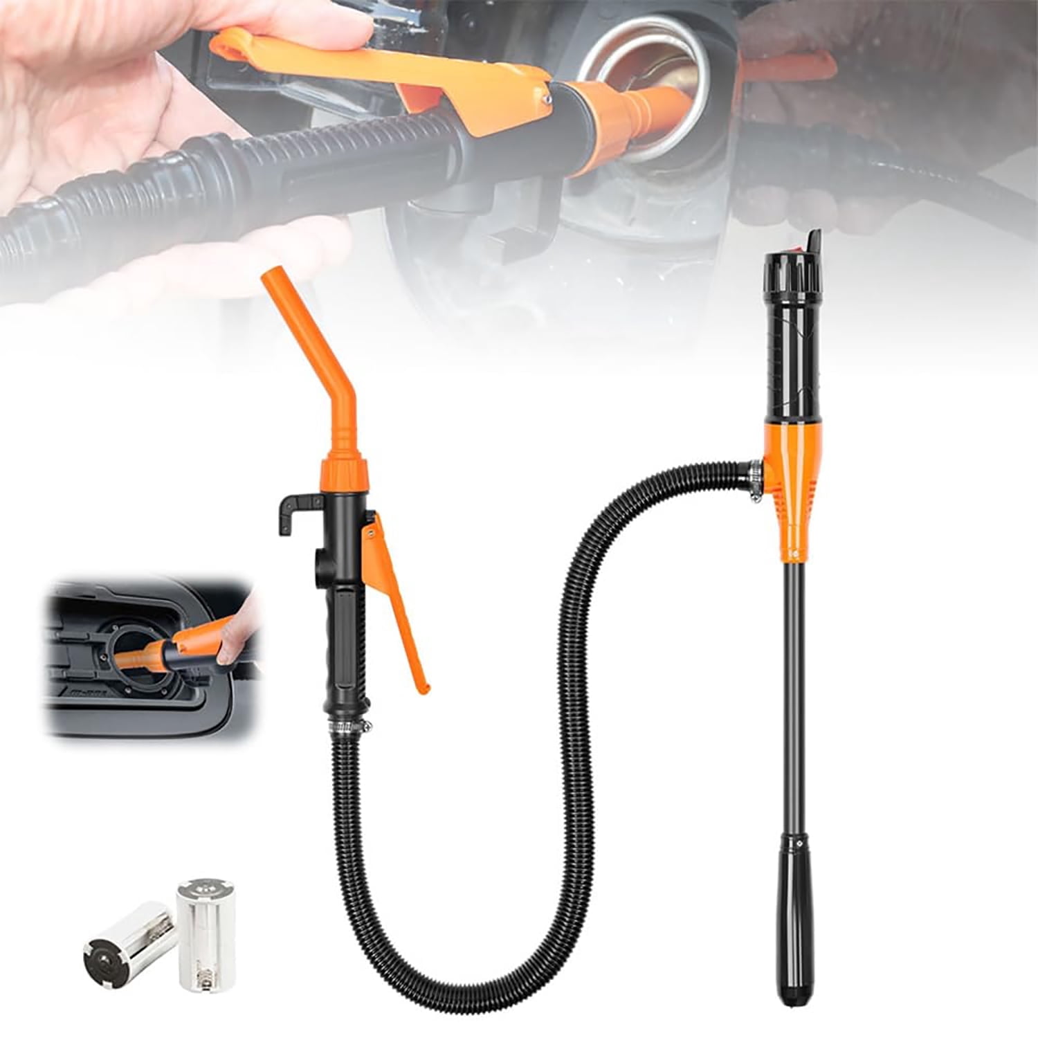 Portable Electric Siphon Pump for Gas, Diesel, and Water 鈥?3FT Hose, Flow Control, Battery Operated Fuel Transfer Pump for Cars, Generators, Lawn Mowers & More