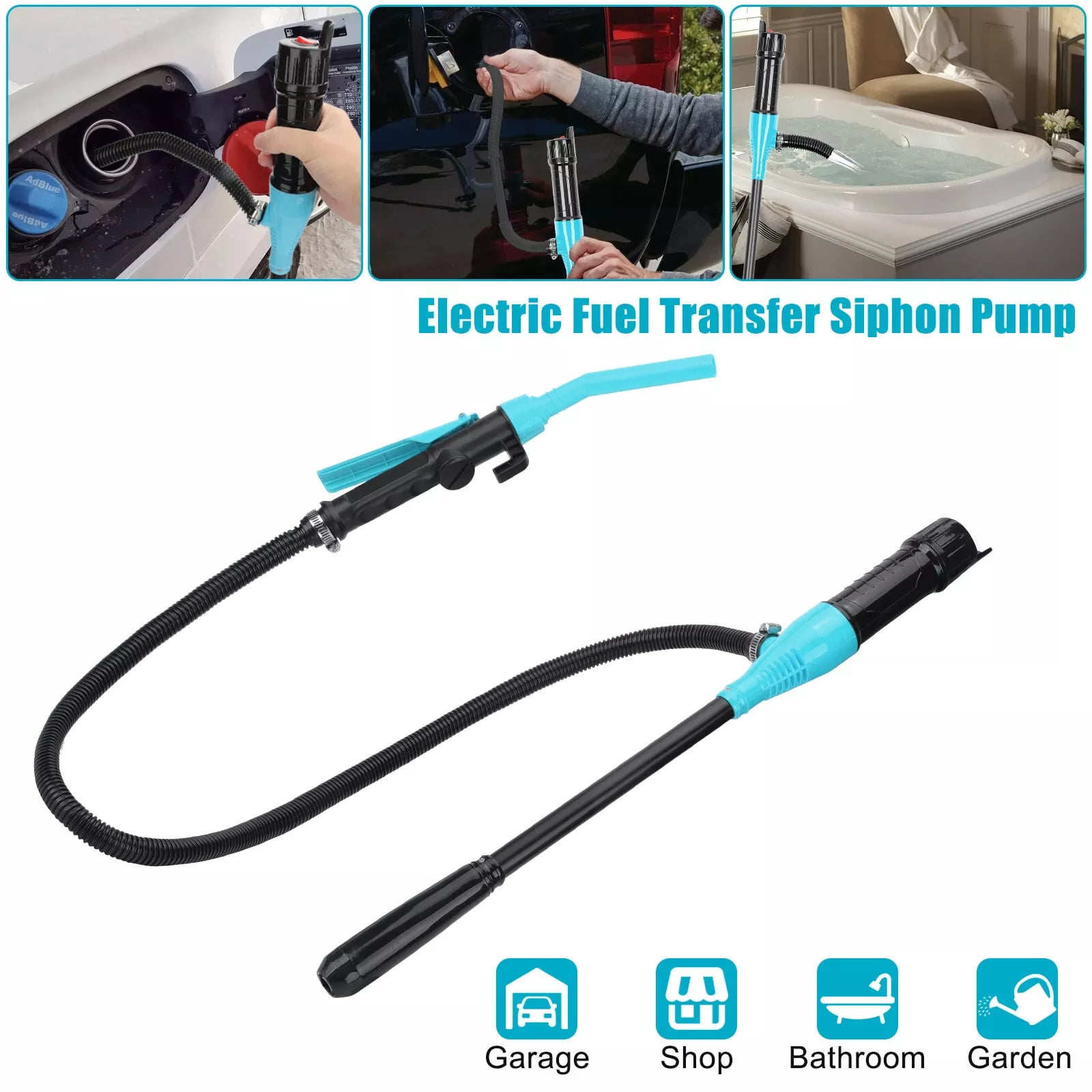 Portable Power Battery Pump - Upgraded Battery Operated Electric Siphon Pump Water Transfer Pump, Easy to Use Hand Fuel Pump for Gas, Fuel, Diesel, Water Transfer -Blue(1pc)