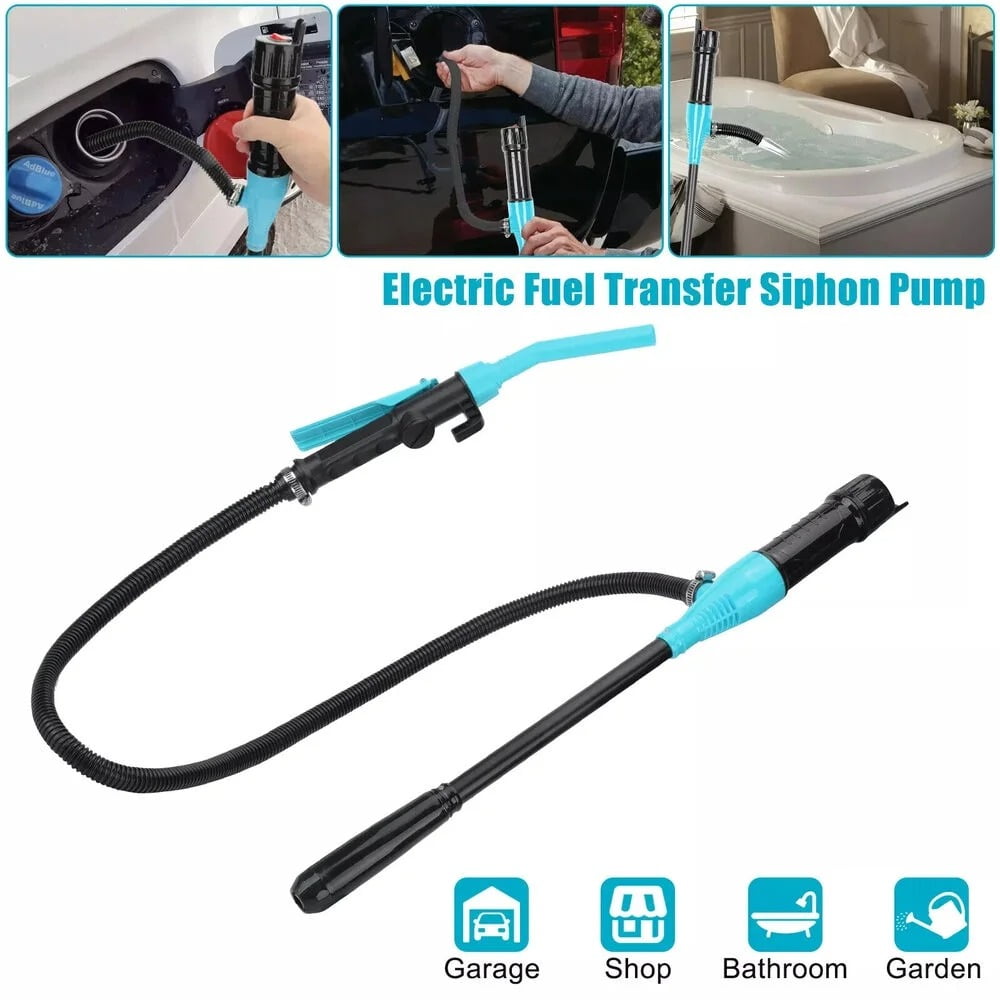 Portable Power Battery Pump - Upgraded Battery Operated Electric Siphon Pump Water Transfer Pump, Easy To Use Hand Fuel Pump Portable Battery Pump for Gas, Fuel, Diesel, Water Transfer (Black Blue)