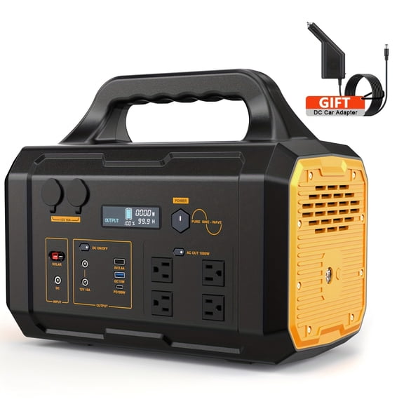 Portable Power Station 1000W, Solar Generator LiFePO4 (LFP) Battery With 120V AC Outlet, Fast Charging, Electric Generator For RV Camping Outdoor Hiking Home Emergency Backup (Solar Panel Optional)