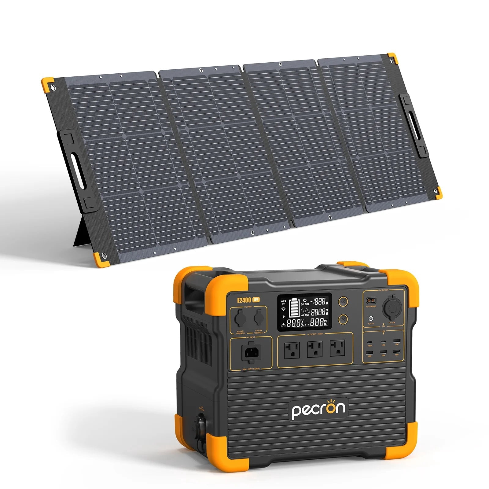 Portable Power Station 2048Wh LiFePO4 Solar Generator 2400W Pure Sine Wave Expandable Backup Battery Fast Charging for Home Emergency RV Van
